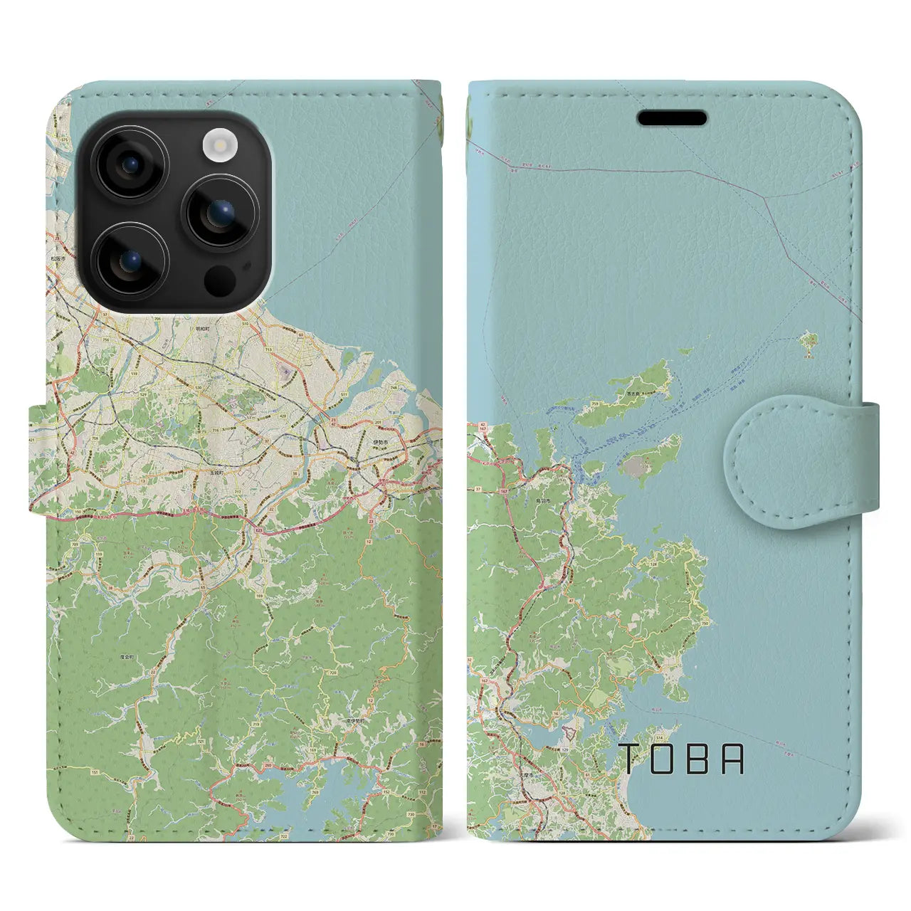 【鳥羽（三重県）】地図柄iPhoneケース（手帳タイプ）ナチュラル・iPhone 16 用