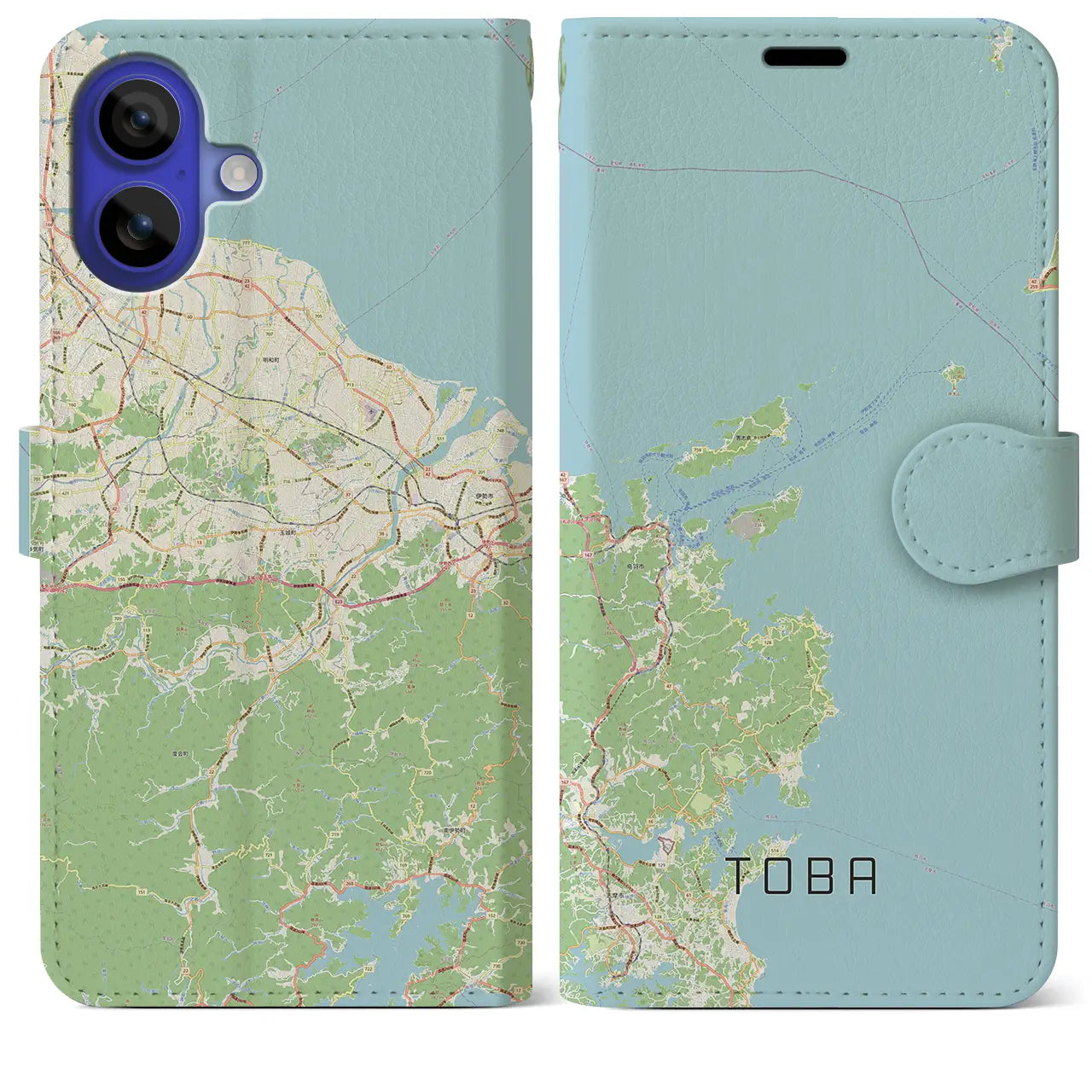 【鳥羽（三重県）】地図柄iPhoneケース（手帳タイプ）ナチュラル・iPhone 16 Pro Max 用