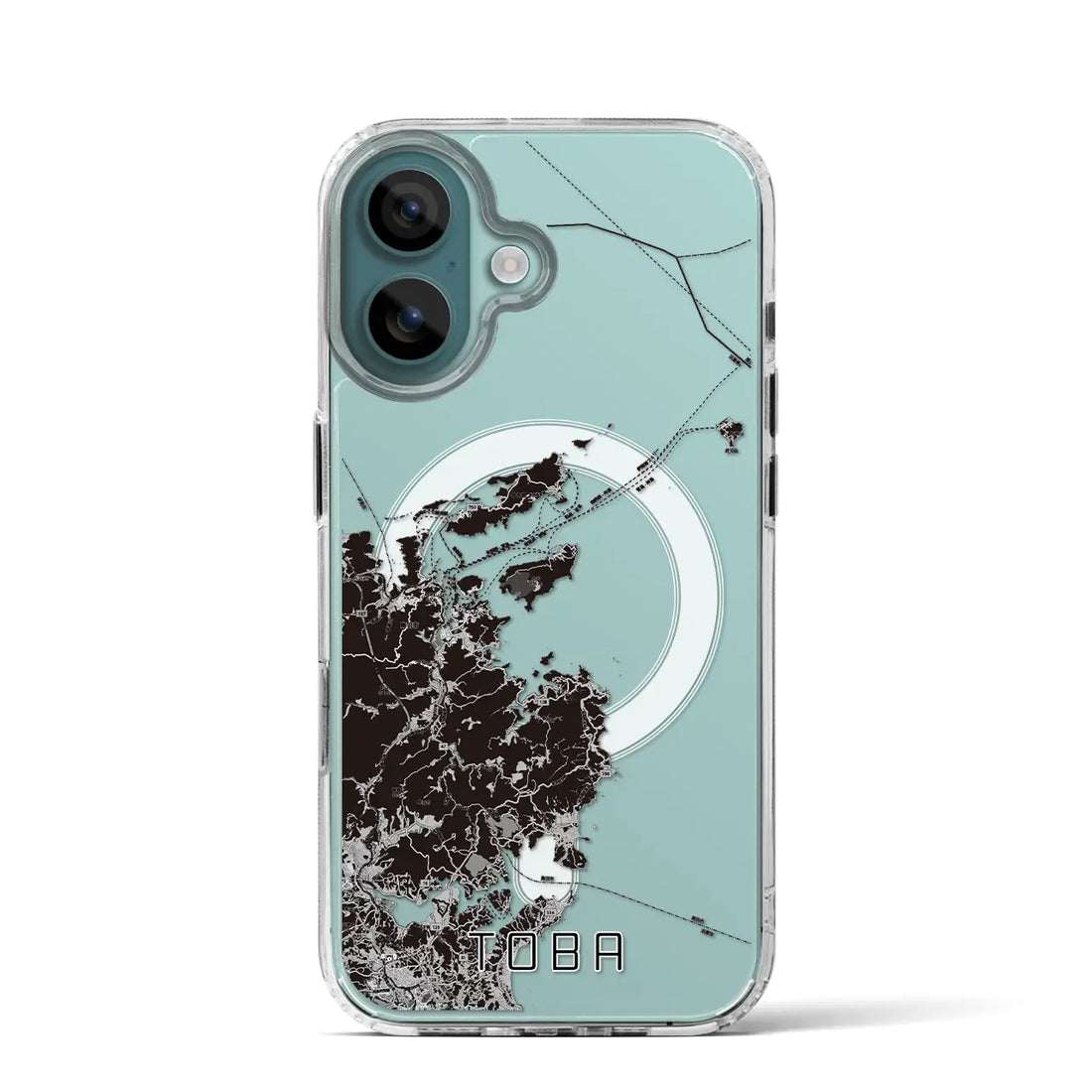 【鳥羽(三重県)】地図柄iPhoneケース(MagSafeタイプ)モノトーン・iPhone 16 Pro 用