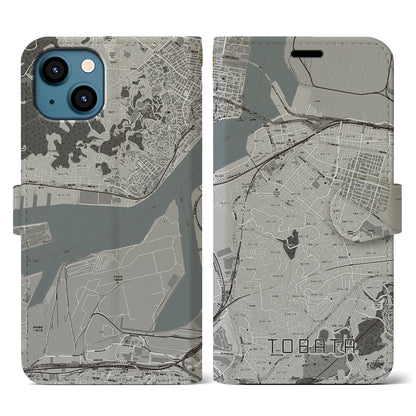 【戸畑（福岡県）】地図柄iPhoneケース（手帳タイプ）モノトーン・iPhone 13 用