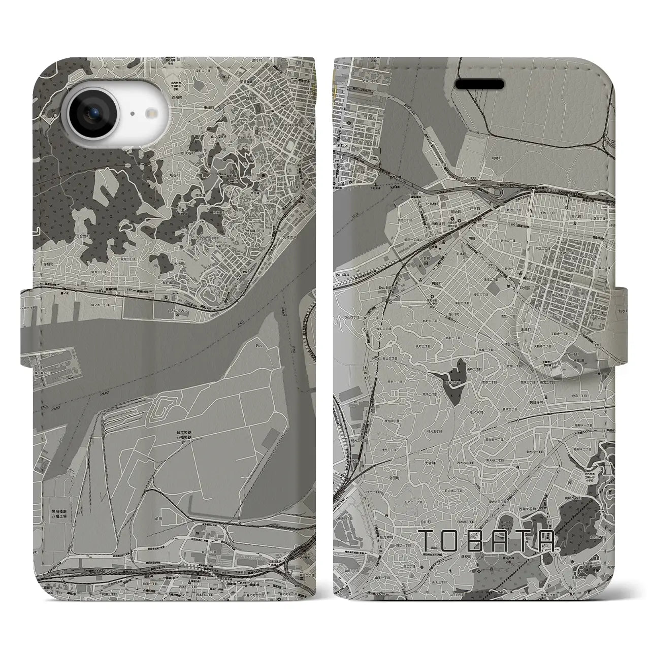 【戸畑（福岡県）】地図柄iPhoneケース（手帳タイプ）