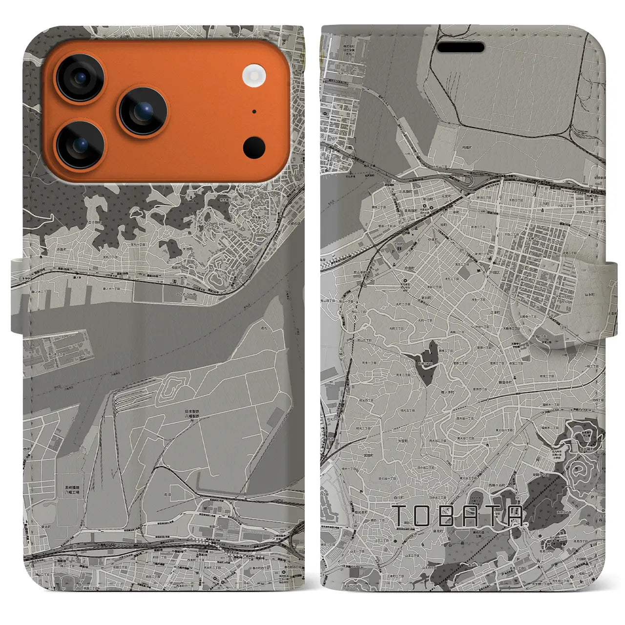 【戸畑（福岡県）】地図柄iPhoneケース（手帳タイプ）