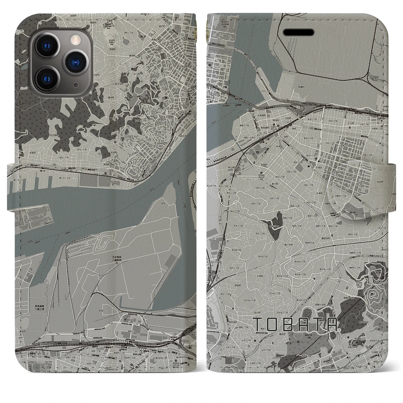 【戸畑（福岡県）】地図柄iPhoneケース（手帳タイプ）