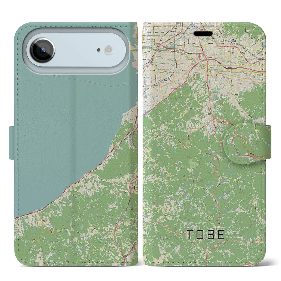 【砥部（愛媛県）】地図柄iPhoneケース（手帳タイプ）モノトーン・iPhone 17 Pro Max 用