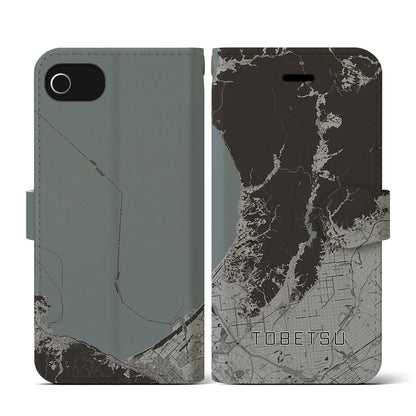 【当別（北海道）】地図柄iPhoneケース（手帳タイプ）モノトーン・iPhone SE（第3 / 第2世代） / 8 / 7 / 6s / 6 用