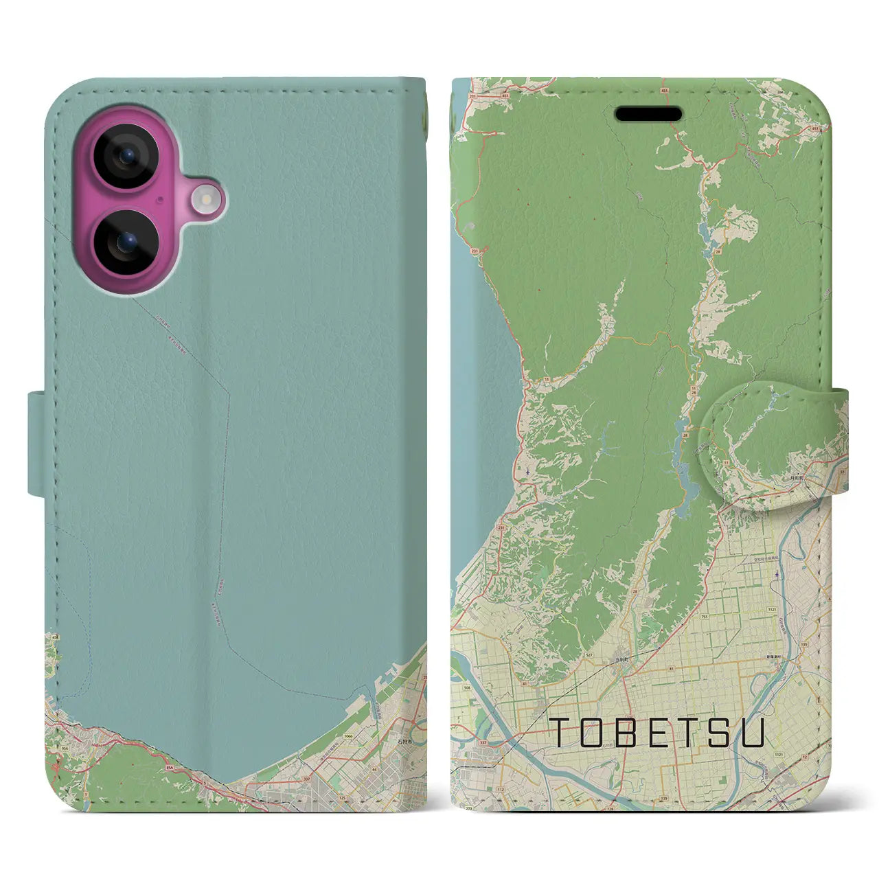 【当別（北海道）】地図柄iPhoneケース（手帳タイプ）ナチュラル・iPhone 16 Pro 用