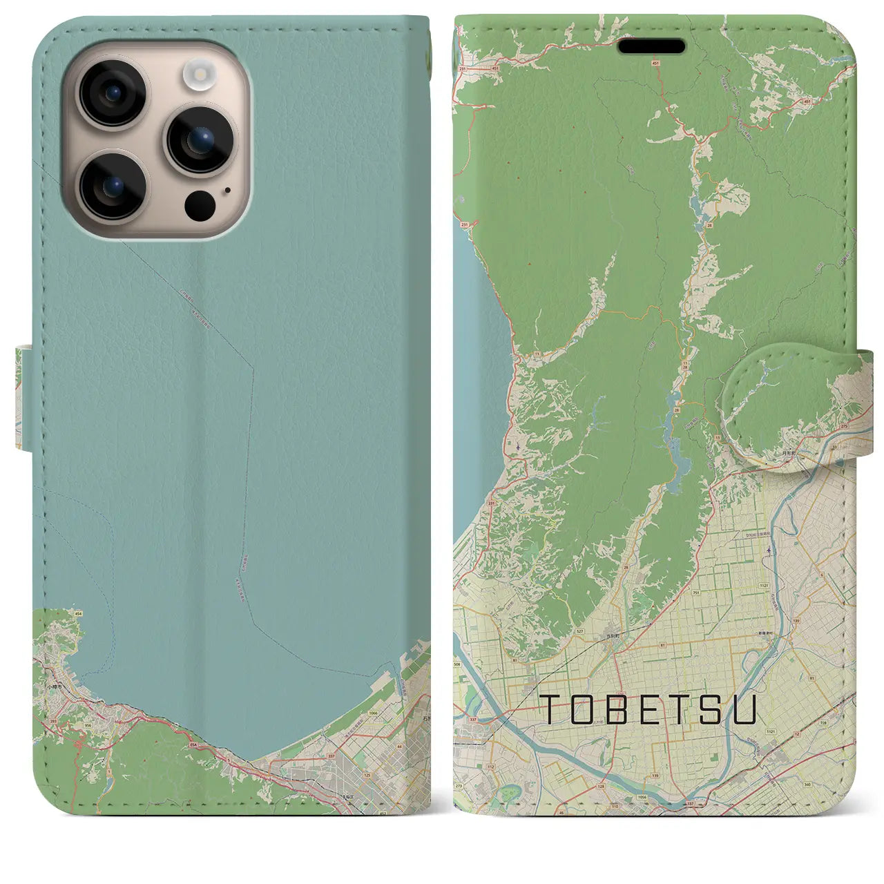 【当別（北海道）】地図柄iPhoneケース（手帳タイプ）ナチュラル・iPhone 16 Plus 用