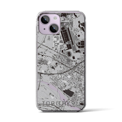 【飛田給（東京都）】地図柄iPhoneケース（クリアタイプ）モノトーン・iPhone 14 用