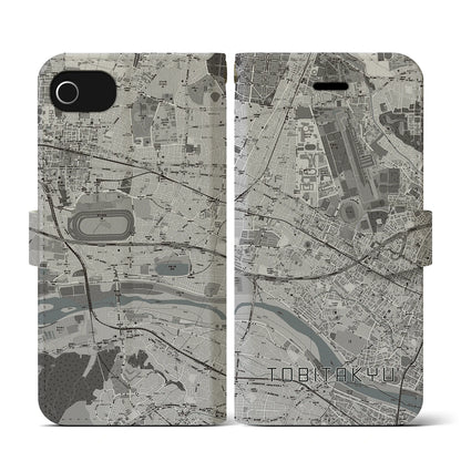 【飛田給（東京都）】地図柄iPhoneケース（手帳タイプ）モノトーン・iPhone SE（第3 / 第2世代） / 8 / 7 / 6s / 6 用