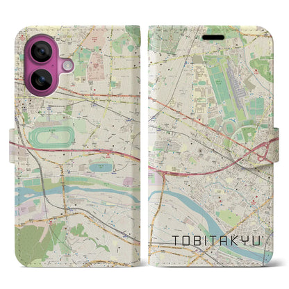 【飛田給（東京都）】地図柄iPhoneケース（手帳タイプ）ナチュラル・iPhone 16 Pro 用
