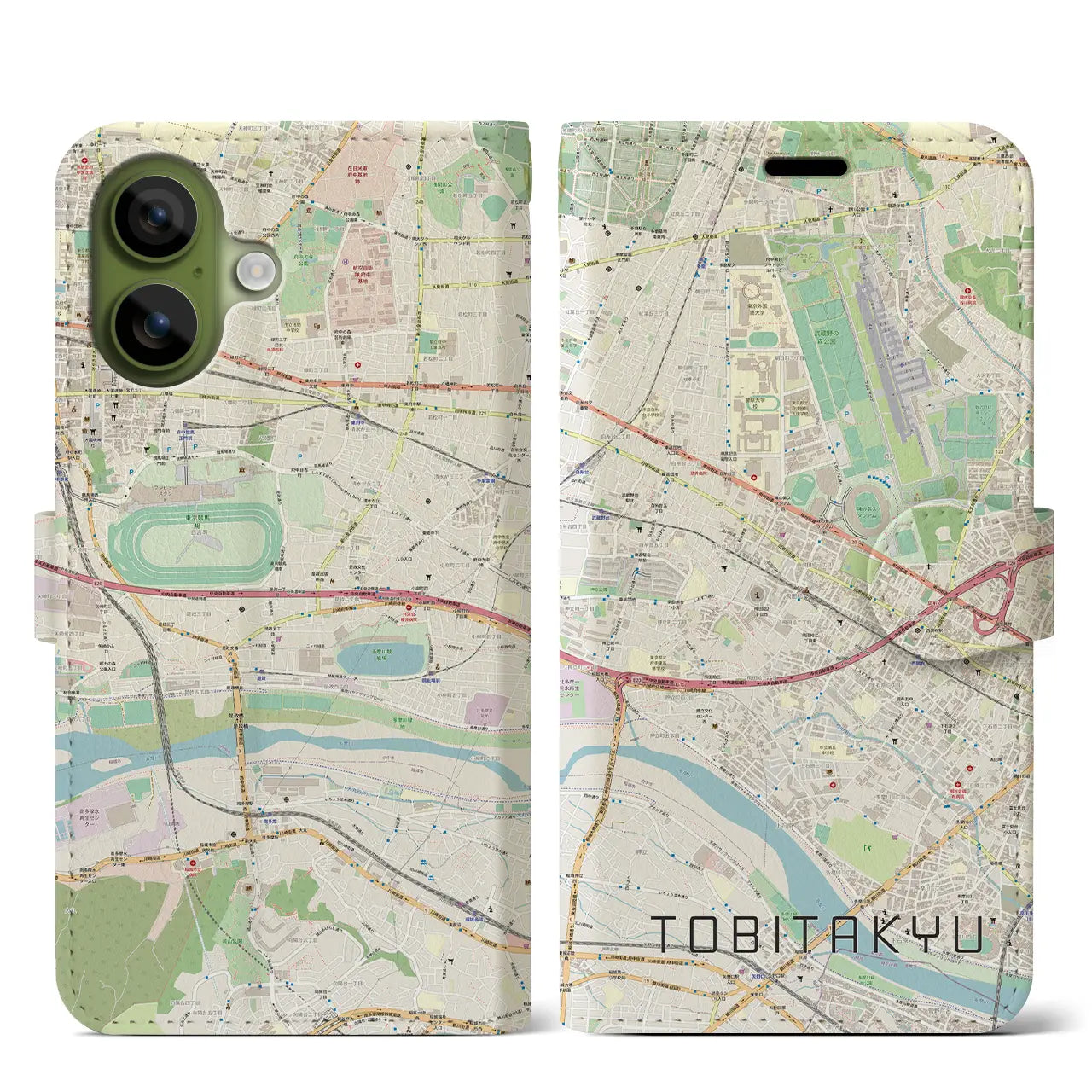 【飛田給（東京都）】地図柄iPhoneケース（手帳タイプ）