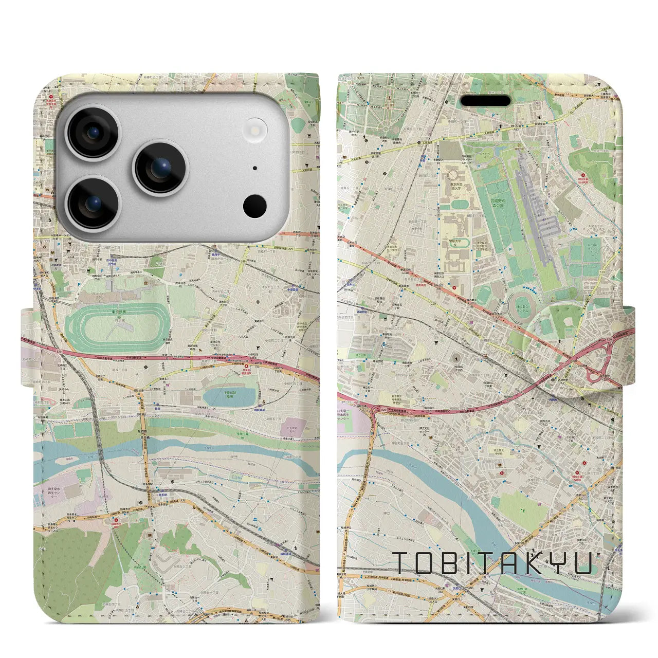 【飛田給（東京都）】地図柄iPhoneケース（手帳タイプ）