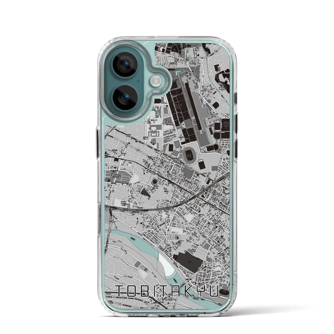 【飛田給(東京都)】地図柄iPhoneケース(MagSafeタイプ)モノトーン・iPhone 16 Pro 用