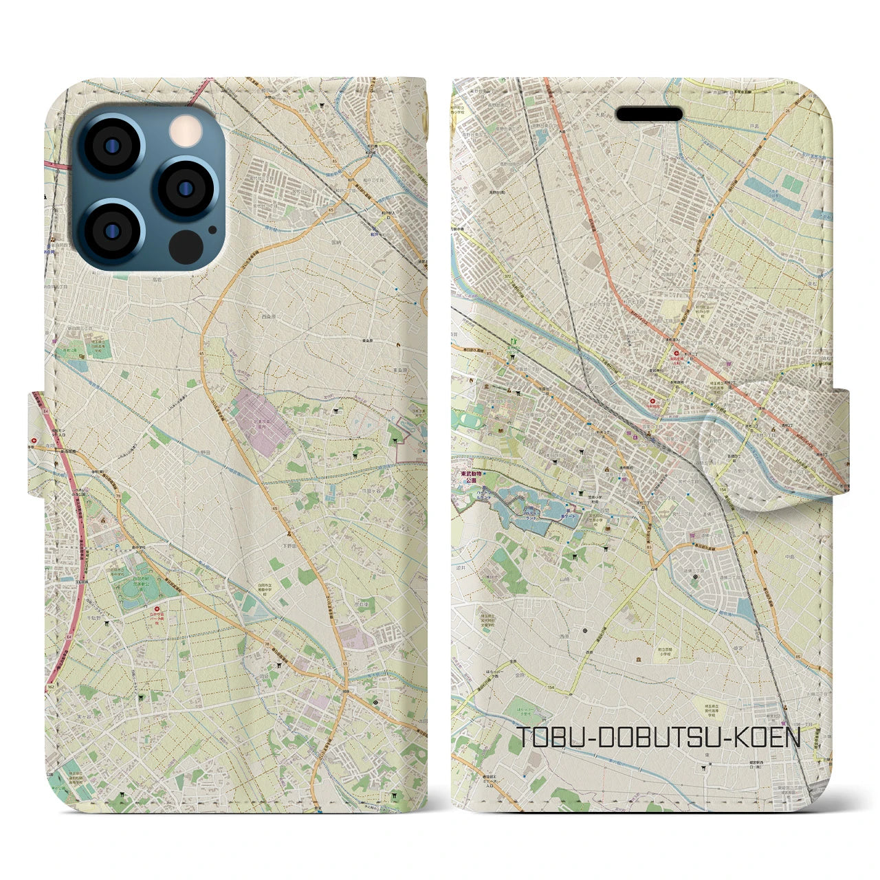 【東武動物公園（埼玉県）】地図柄iPhoneケース（手帳タイプ）