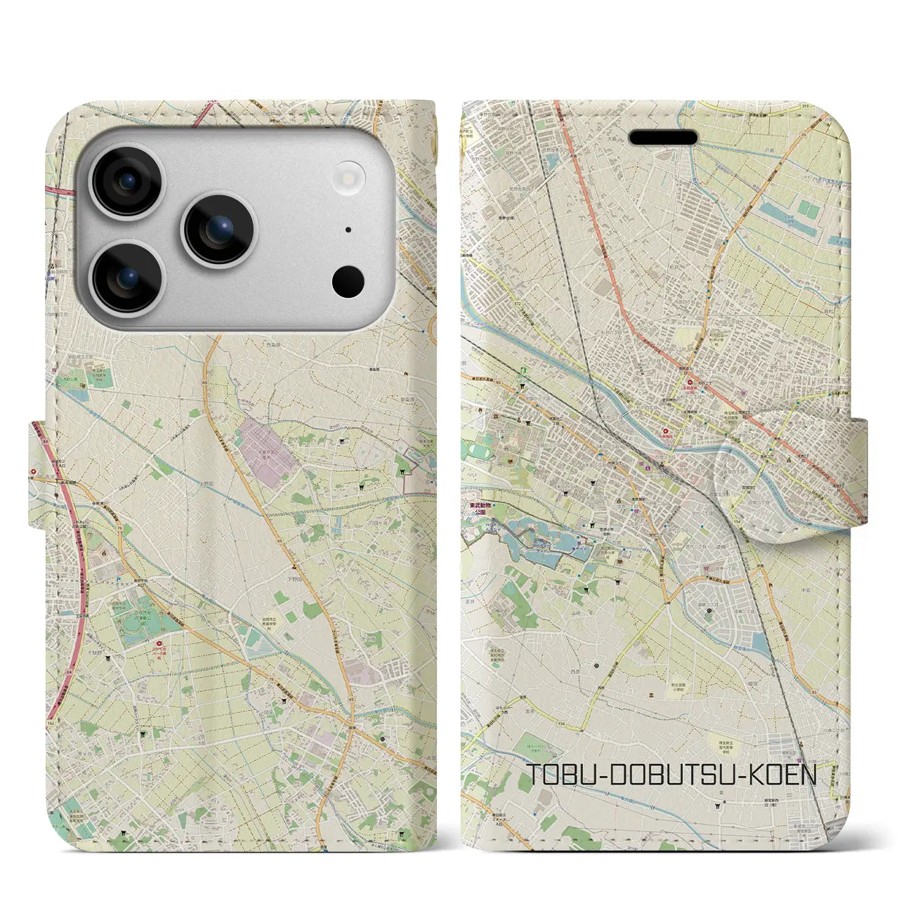 【東武動物公園（埼玉県）】地図柄iPhoneケース（手帳タイプ）