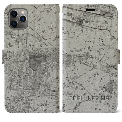 【東武練馬（東京都）】地図柄iPhoneケース（手帳タイプ）モノトーン・iPhone 11 Pro Max 用