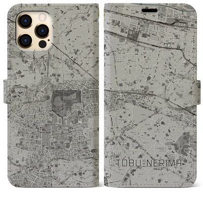 【東武練馬（東京都）】地図柄iPhoneケース（手帳タイプ）モノトーン・iPhone 12 Pro Max 用