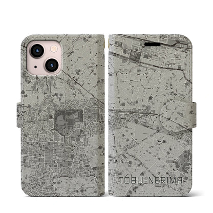 【東武練馬（東京都）】地図柄iPhoneケース（手帳タイプ）モノトーン・iPhone 13 mini 用