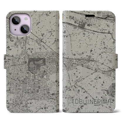 【東武練馬（東京都）】地図柄iPhoneケース（手帳タイプ）モノトーン・iPhone 14 用