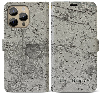 【東武練馬（東京都）】地図柄iPhoneケース（手帳タイプ）モノトーン・iPhone 14 Pro Max 用