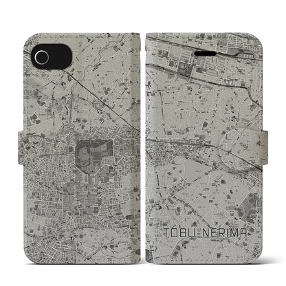 【東武練馬（東京都）】地図柄iPhoneケース（手帳タイプ）モノトーン・iPhone SE（第3 / 第2世代） / 8 / 7 / 6s / 6 用