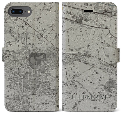 【東武練馬（東京都）】地図柄iPhoneケース（手帳タイプ）モノトーン・iPhone 8Plus /7Plus / 6sPlus / 6Plus 用