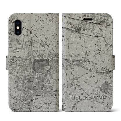 【東武練馬（東京都）】地図柄iPhoneケース（手帳タイプ）モノトーン・iPhone XS / X 用
