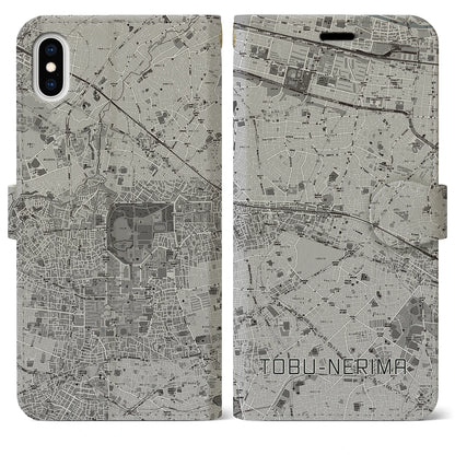 【東武練馬（東京都）】地図柄iPhoneケース（手帳タイプ）モノトーン・iPhone XS Max 用