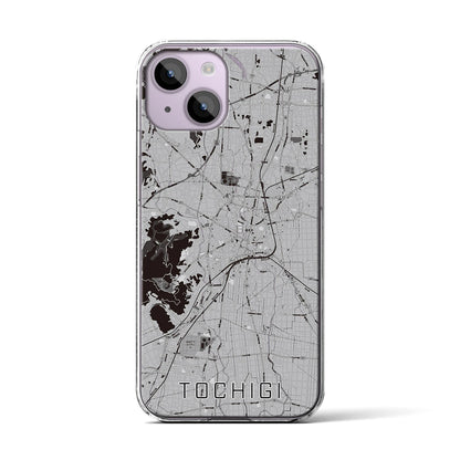 【栃木（栃木県）】地図柄iPhoneケース（クリアタイプ）モノトーン・iPhone 14 用
