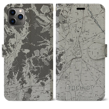 【栃木（栃木県）】地図柄iPhoneケース（手帳タイプ）モノトーン・iPhone 11 Pro Max 用
