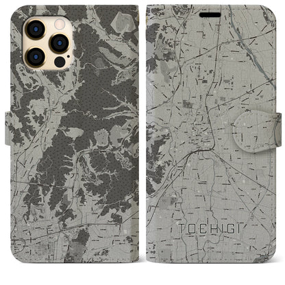【栃木（栃木県）】地図柄iPhoneケース（手帳タイプ）モノトーン・iPhone 12 Pro Max 用