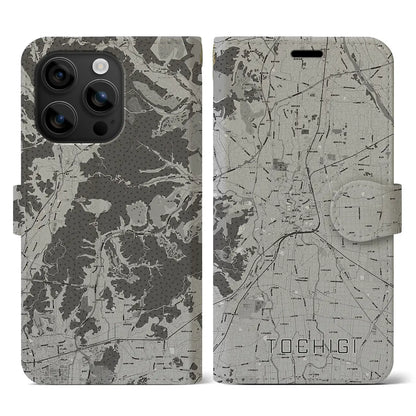 【栃木（栃木県）】地図柄iPhoneケース（手帳タイプ）モノトーン・iPhone 16 用
