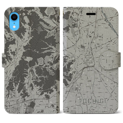 【栃木（栃木県）】地図柄iPhoneケース（手帳タイプ）モノトーン・iPhone XR 用