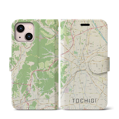 【栃木（栃木県）】地図柄iPhoneケース（手帳タイプ）ナチュラル・iPhone 13 mini 用