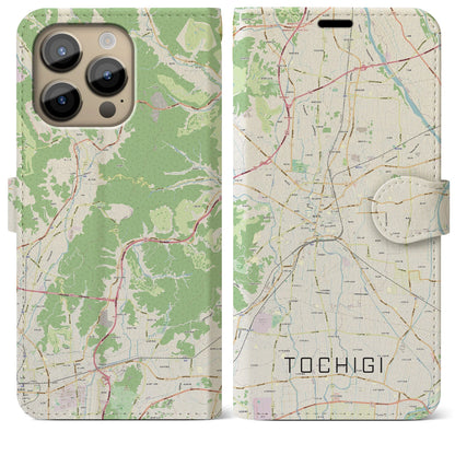 【栃木（栃木県）】地図柄iPhoneケース（手帳タイプ）ナチュラル・iPhone 14 Pro Max 用