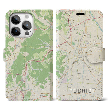 【栃木（栃木県）】地図柄iPhoneケース（手帳タイプ）ナチュラル・iPhone 14 Pro 用