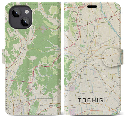 【栃木（栃木県）】地図柄iPhoneケース（手帳タイプ）ナチュラル・iPhone 14 Plus 用
