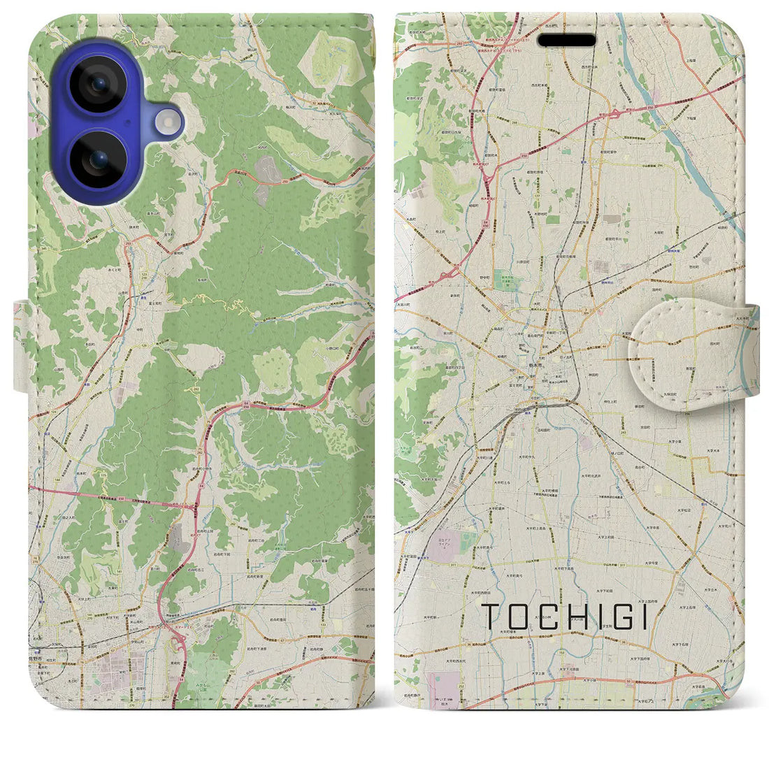 【栃木（栃木県）】地図柄iPhoneケース（手帳タイプ）ナチュラル・iPhone 16 Pro Max 用