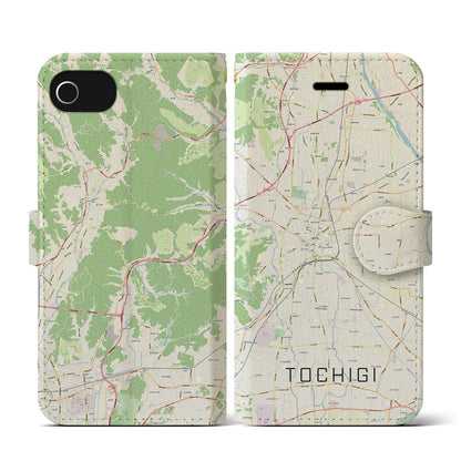 【栃木（栃木県）】地図柄iPhoneケース（手帳タイプ）ナチュラル・iPhone SE（第3 / 第2世代） / 8 / 7 / 6s / 6 用