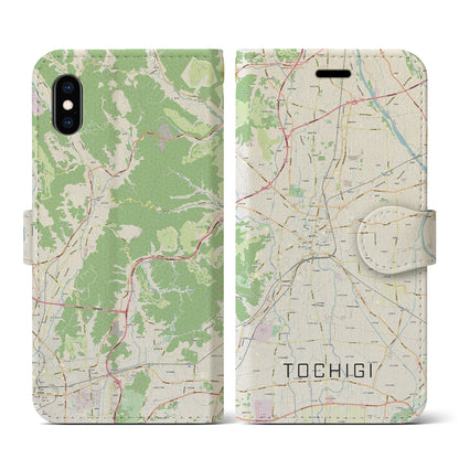 【栃木（栃木県）】地図柄iPhoneケース（手帳タイプ）ナチュラル・iPhone XS / X 用