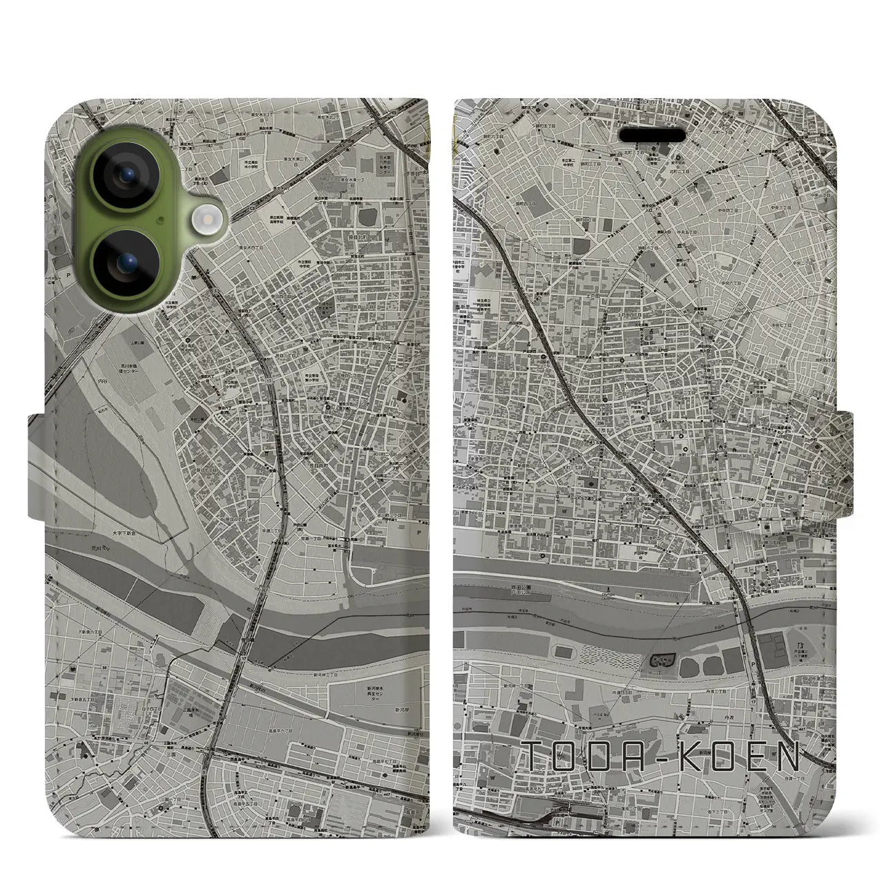 【戸田公園（埼玉県）】地図柄iPhoneケース（手帳タイプ）