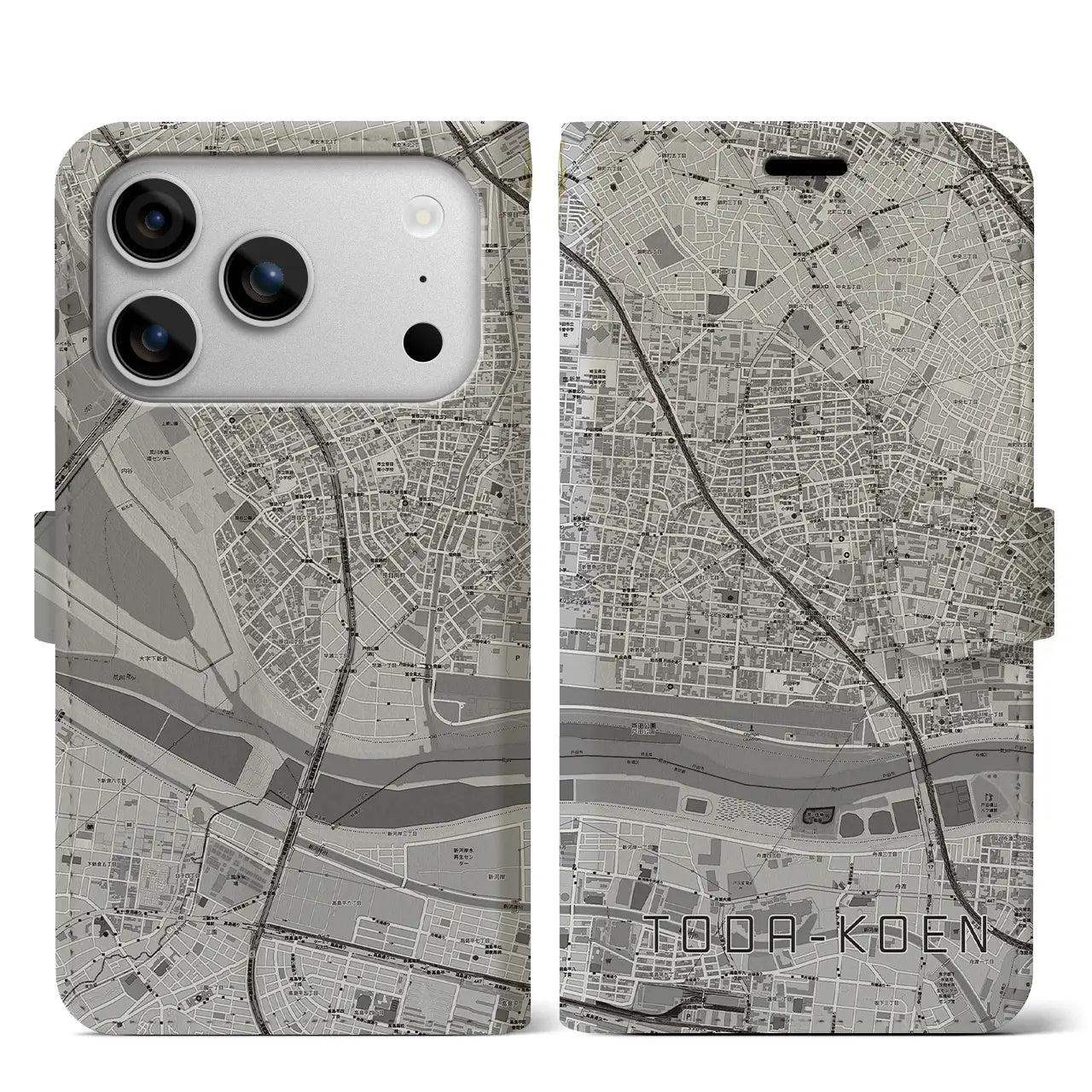 【戸田公園（埼玉県）】地図柄iPhoneケース（手帳タイプ）