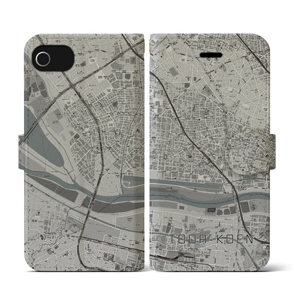 【戸田公園（埼玉県）】地図柄iPhoneケース（手帳タイプ）モノトーン・iPhone SE（第3 / 第2世代） / 8 / 7 / 6s / 6 用