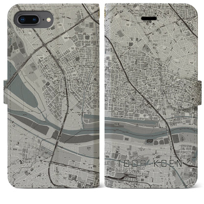 【戸田公園（埼玉県）】地図柄iPhoneケース（手帳タイプ）モノトーン・iPhone 8Plus /7Plus / 6sPlus / 6Plus 用