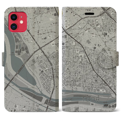 【戸田（埼玉県）】地図柄iPhoneケース（手帳タイプ）モノトーン・iPhone 11 用