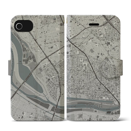 【戸田（埼玉県）】地図柄iPhoneケース（手帳タイプ）モノトーン・iPhone SE（第3 / 第2世代） / 8 / 7 / 6s / 6 用