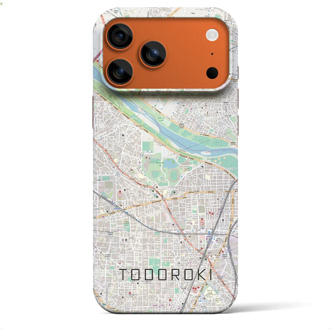 【等々力（神奈川県）】地図柄iPhoneケース（バックカバータイプ）ブラック・iPhone 17 Pro Max 用
