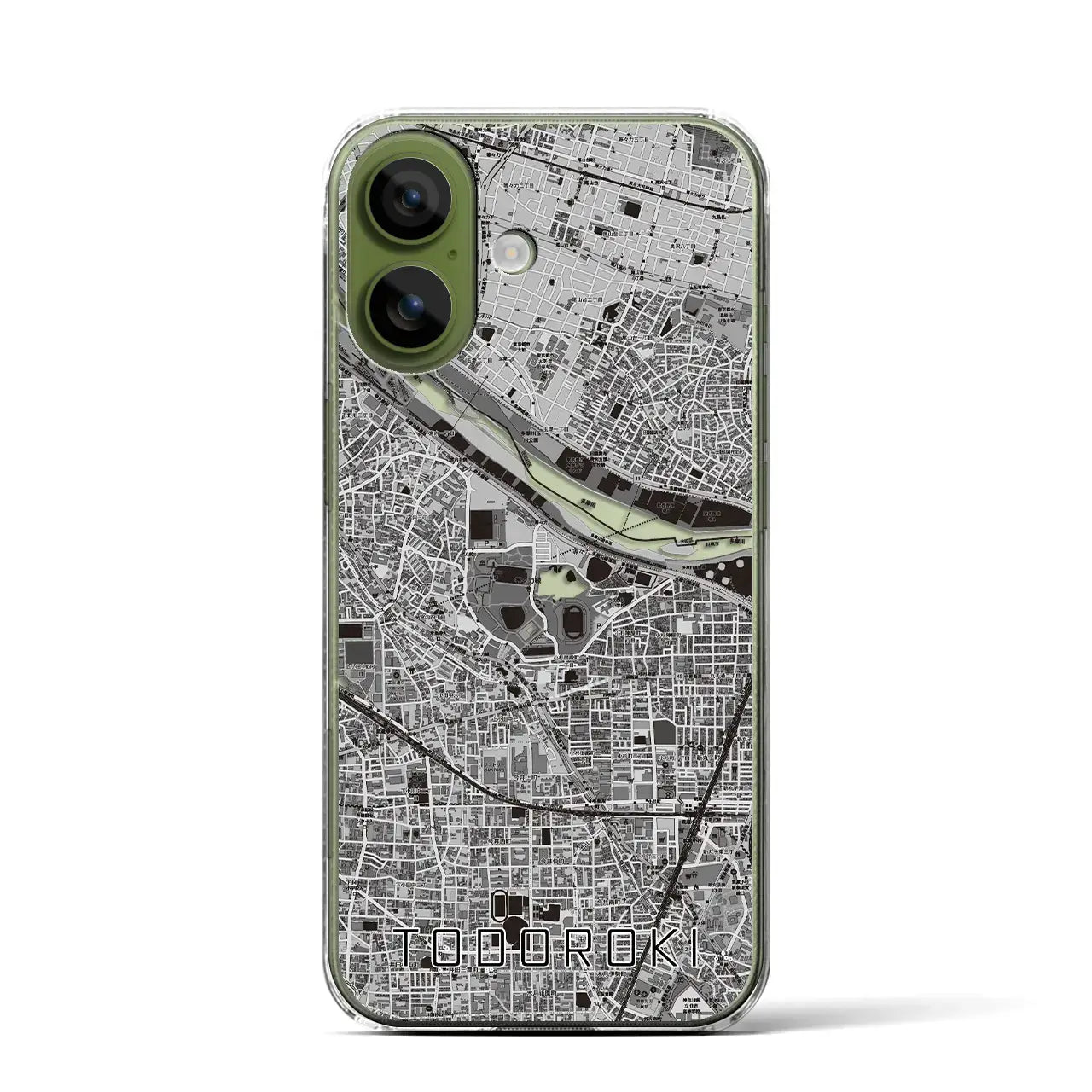 【等々力（神奈川県）】地図柄iPhoneケース（クリアタイプ）