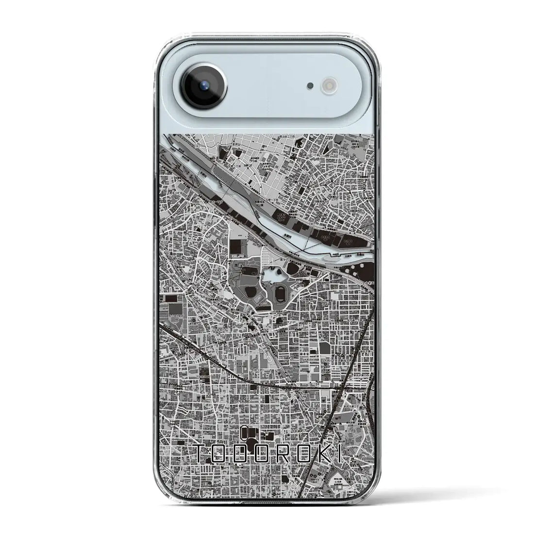 【等々力(神奈川県)】地図柄iPhoneケース(クリアタイプ)モノトーン・iPhone 17 Pro Max 用