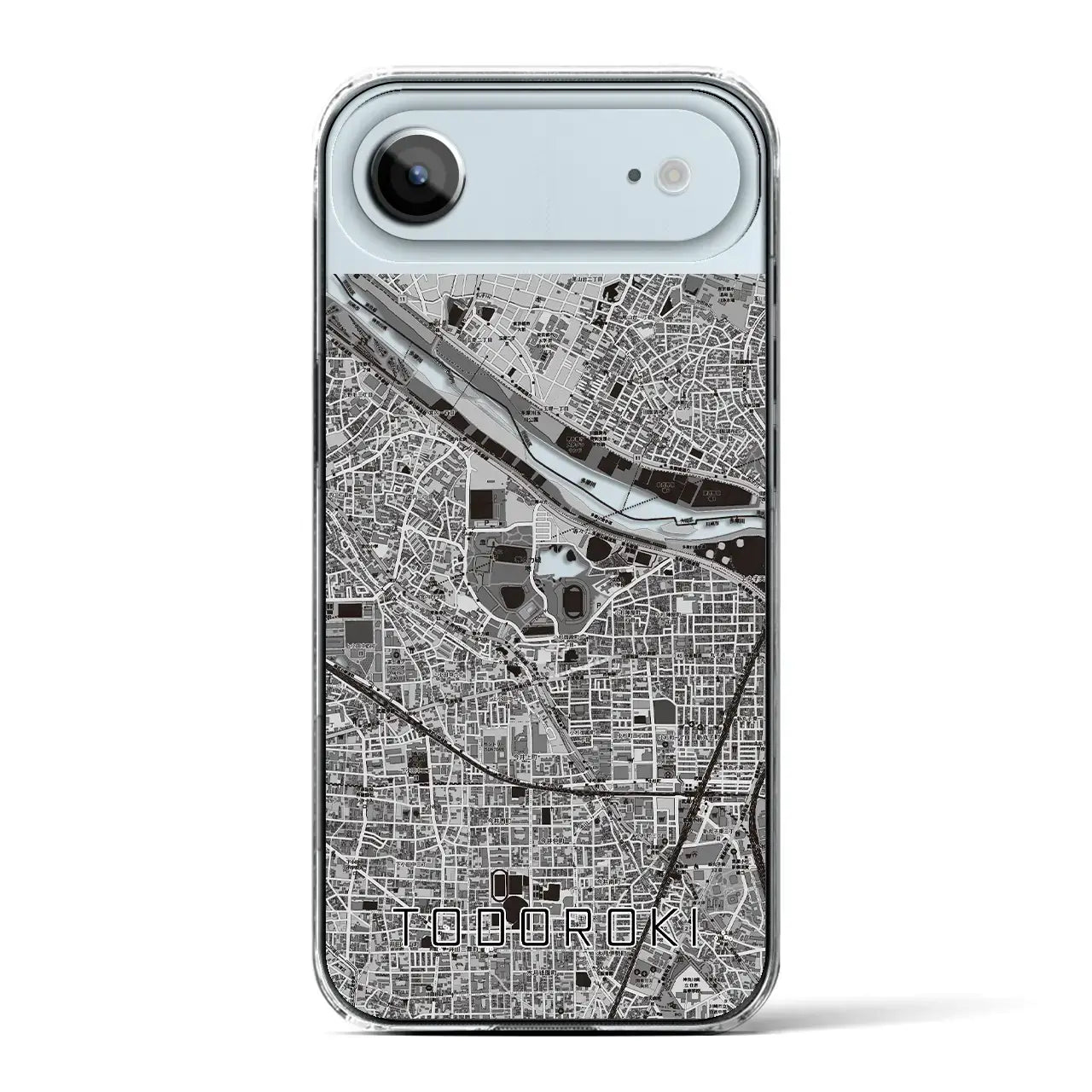 【等々力（神奈川県）】地図柄iPhoneケース（クリアタイプ）モノトーン・iPhone 17 Pro Max 用